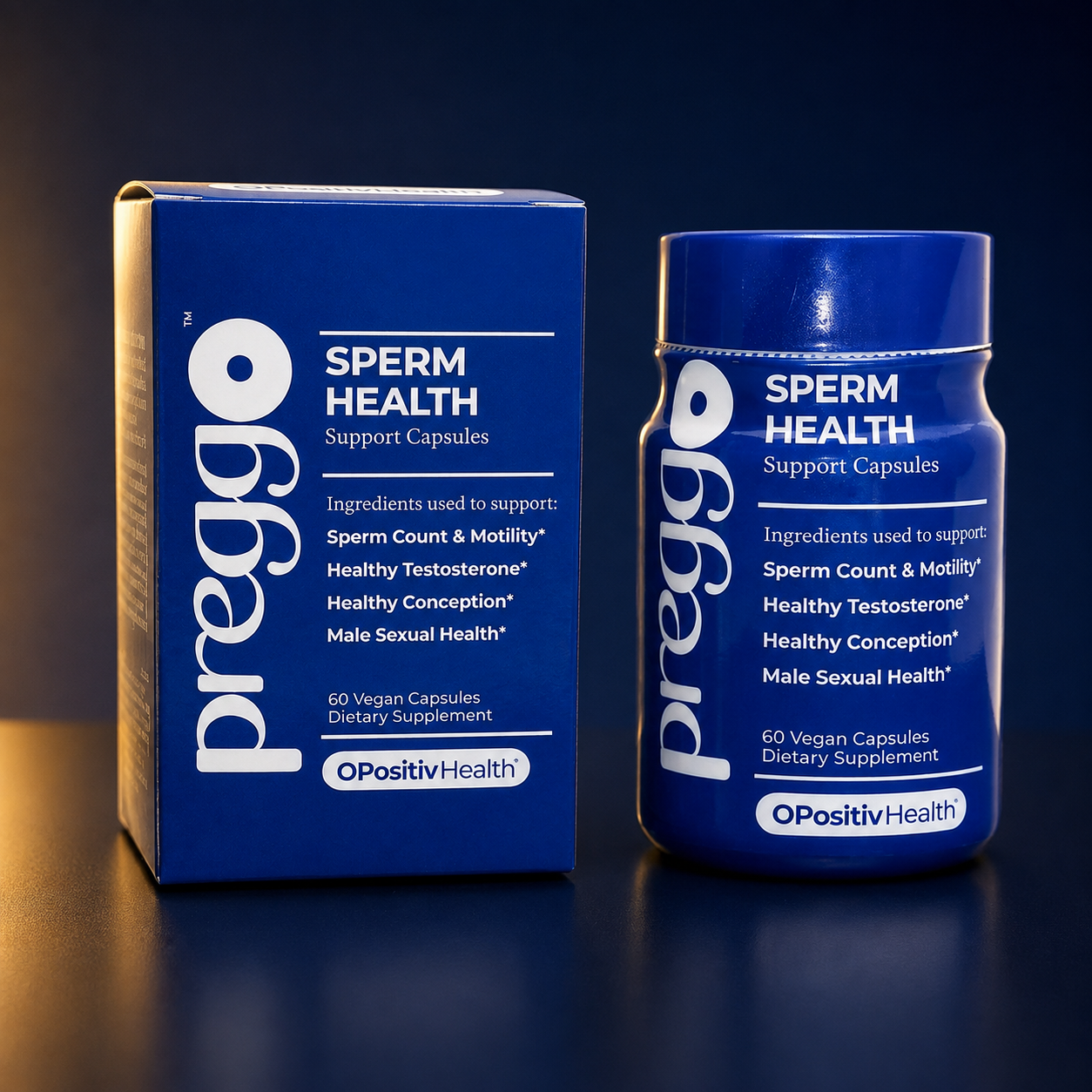 Preggo Sperm Health 60 capsulas veganas, caja y frasco